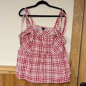Torrid Red and White Checkered Top